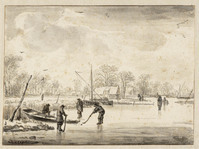 Q+ 009
<br/>
Winterlandschap met kolf spelers op het ijs
<br/>
<em>Cappelle, Jan van de (1626 - 1679)</em>